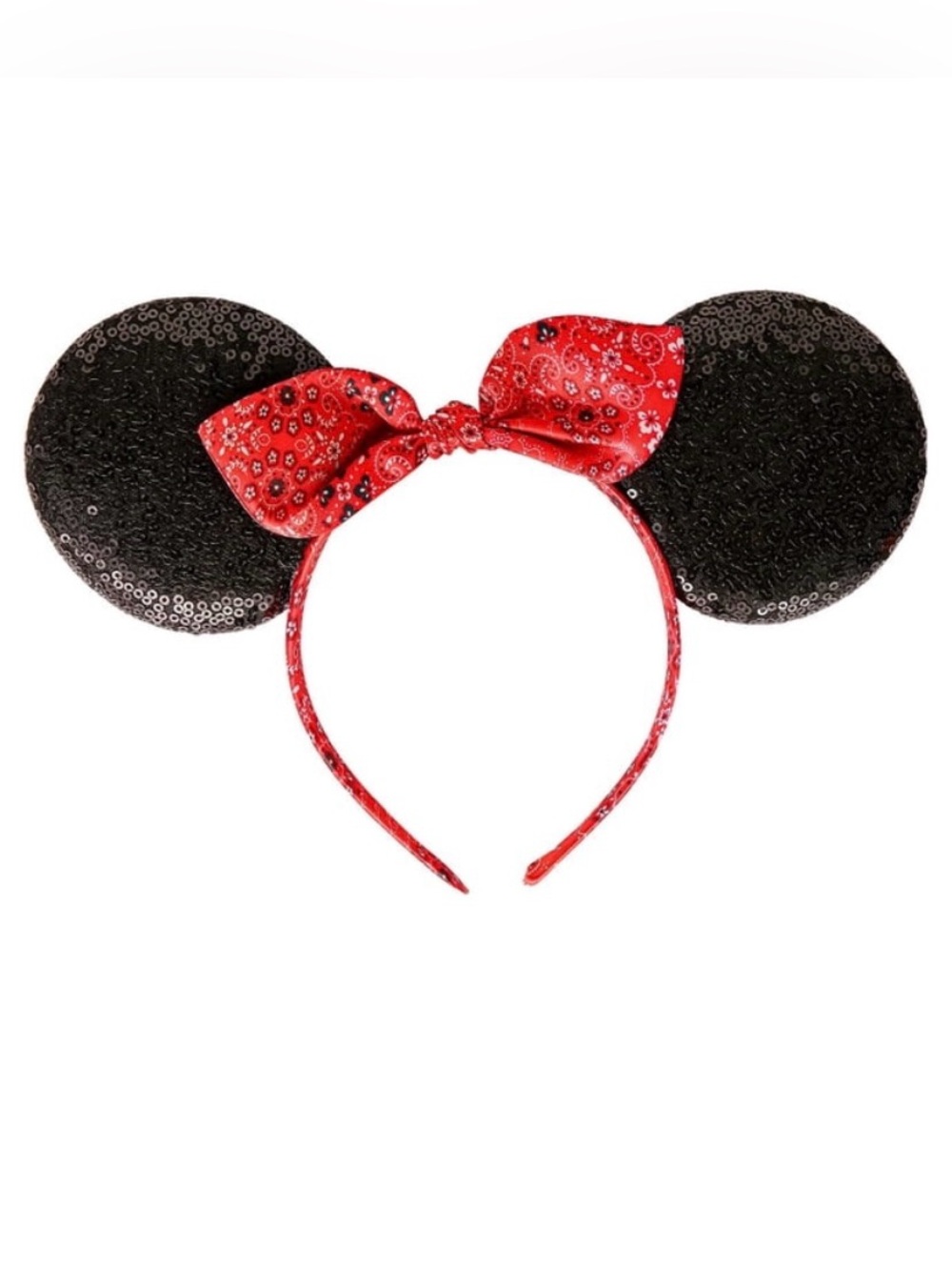 NWT. DISNEY Minnie Mouse Sequin Ears With Red Bandana Bow